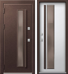 Товар Дверь Термо Premium 4 Шоколад Муар - Кашемир Белый мех.защелка DIS007386