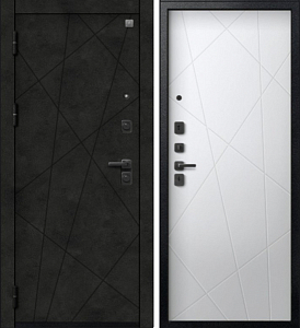 Товар Дверь V-16 Черный муар + Бетон темный - Кашемир белый DIS007353